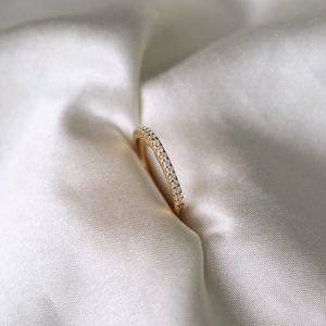 Sunrise half eternity ring diamond ring simple ring stackable ring silver ring